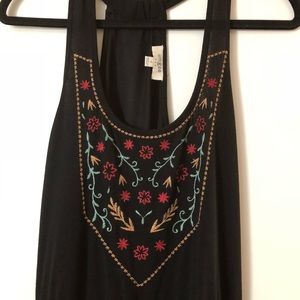 Embroidered black maxi dress